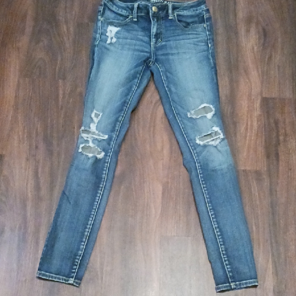 American Eagle Outfitters Ripped Blue Skinny Jeans